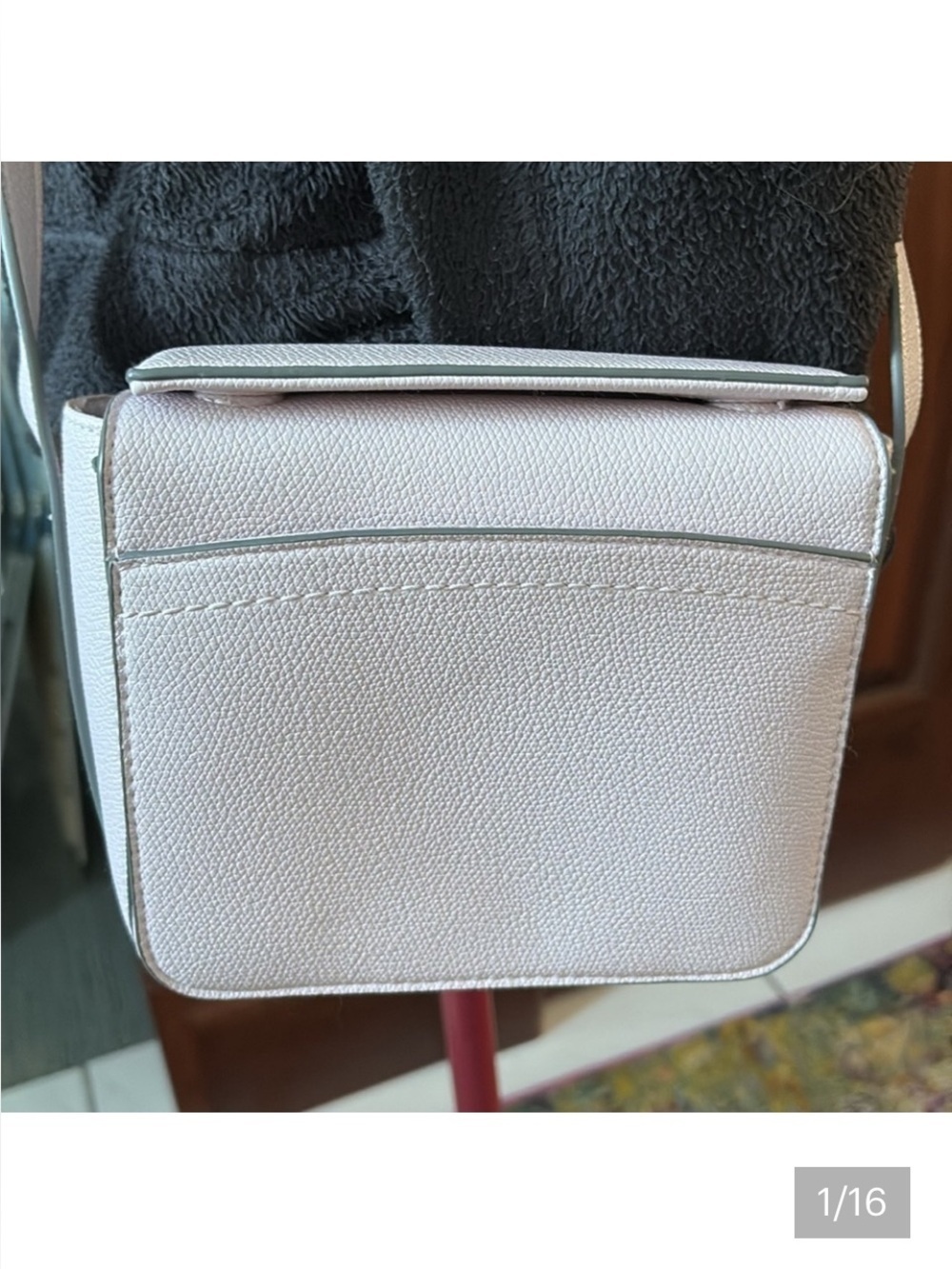 A New Day crossbody bag vegan leather Violet exterior front pocket NWOT